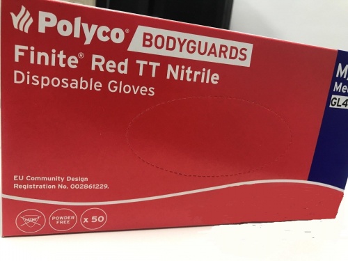 Genuine Polyco Bodyguards 400 Red Nitrile Powder Free Disposable Gloves Large